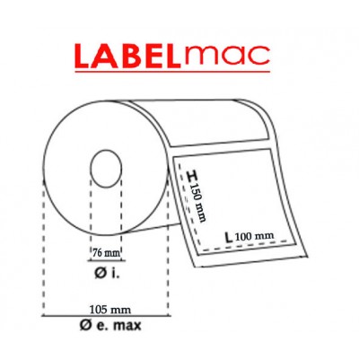 Etichette 100x150 mm Anima 76 mm carta vellum in bobina.