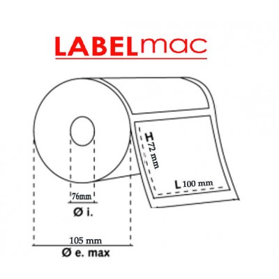 Etichette 100x72 mm Anima 76 mm carta vellum in bobina.