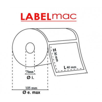 Etichette 40x30 mm Anima 76 mm carta vellum in bobina.